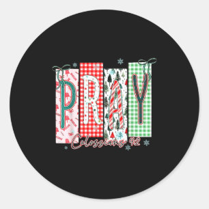 Pray Christmas Santa Coquette Bow Women Girls  Classic Round Sticker