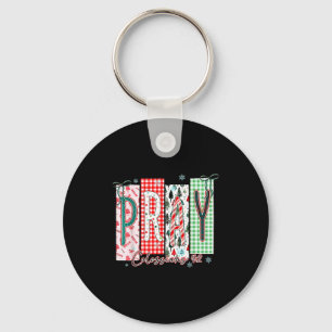 Pray Christmas Santa Coquette Bow Women Girls  Key Ring