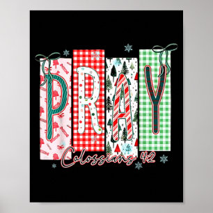 Pray Christmas Santa Coquette Bow Women Girls Poster