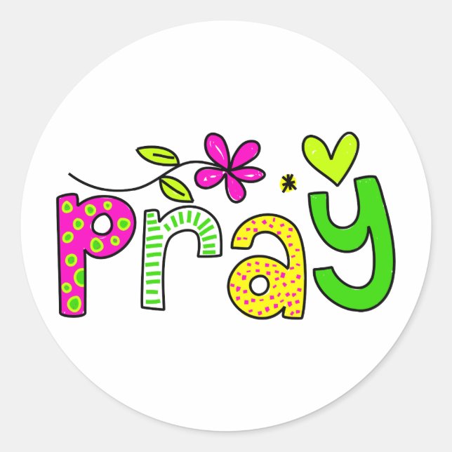 Pray Classic Round Sticker (Front)