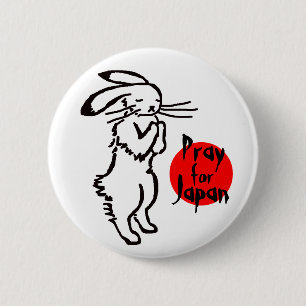 Pray for Japan(1 rabbit) 6 Cm Round Badge