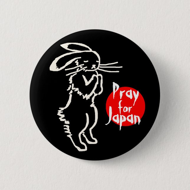 Pray for Japan(1 rabbit) 6 Cm Round Badge (Front)