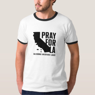 Pray for LA California 2025 wildfire Basic Ringer T-Shirt