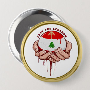Pray for Lebanon - Lebanon, Palestine, Israel War 10 Cm Round Badge