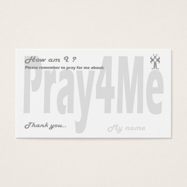 Pray for me remembrance card (Front)