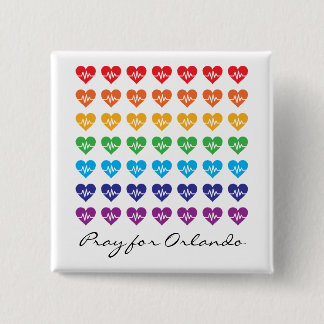 Pray For Orlando One Pulse Rainbow Heart 15 Cm Square Badge