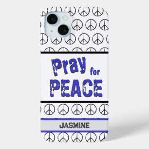 Pray for Peace Grunge Font iPhone 15 Mini Case