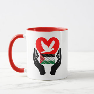 Pray for Peace in Palestine | Peace Dove Heart Mug