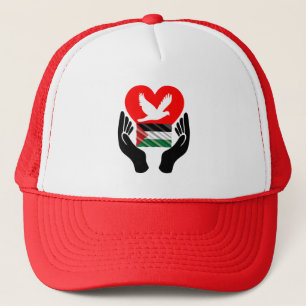 Pray for Peace in Palestine Peace Dove Heart Trucker Hat