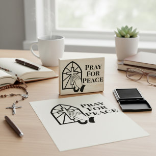 Pray For Peace Praying Hands Rubber Stamp