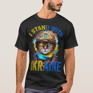 Pray For Support Ukrainian Cat Soldier Stand With  T-Shirt