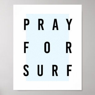 Pray for Surf Box Blue Poster