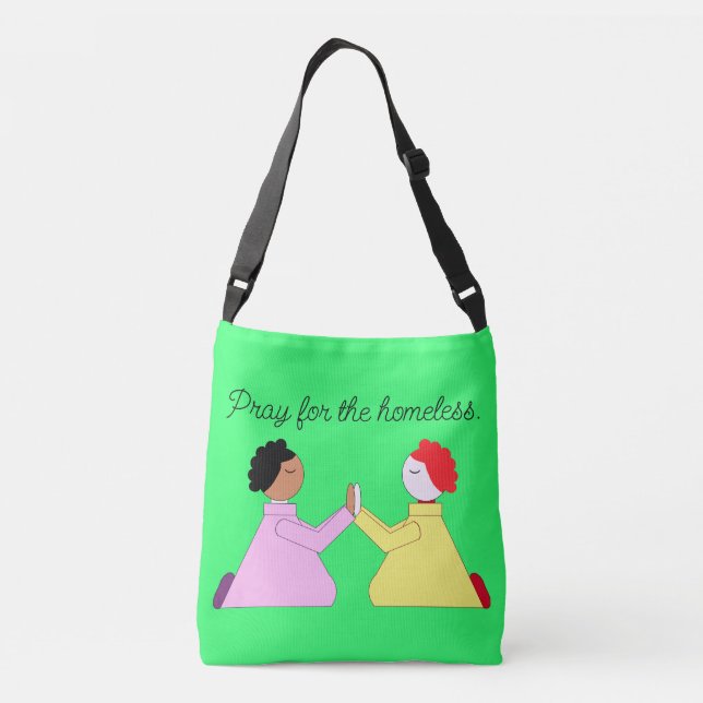 Pray for the Homeless:  Green Crossbody Bag (Back)