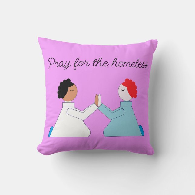 Pray for the Homeless:  Lavender Cushion (Front)