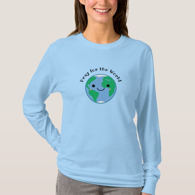 Pray for the World Blue Long-Sleeve T-Shirt (Front)