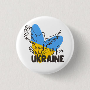 Pray For Ukraine Heart and Dove 3 Cm Round Badge