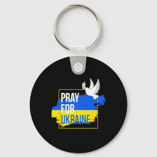 Pray For Ukraine Peace Dove Men Women Stop War Key Ring