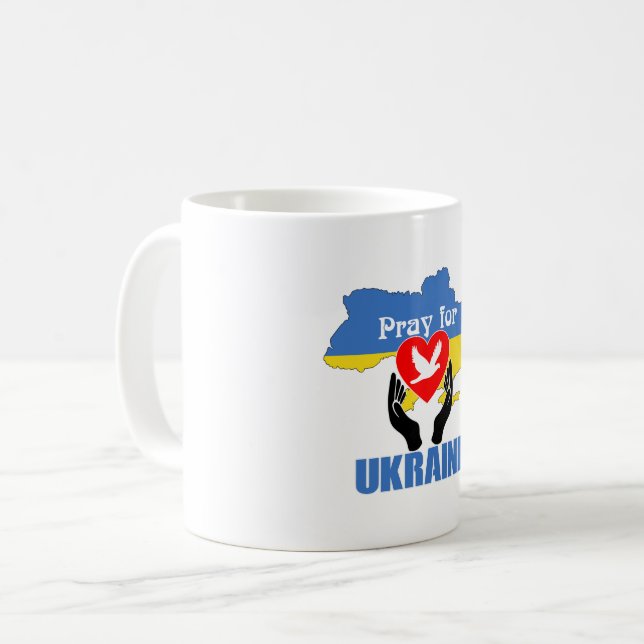 Pray for Ukraine - Peace & Love  Coffee Mug (Front Left)