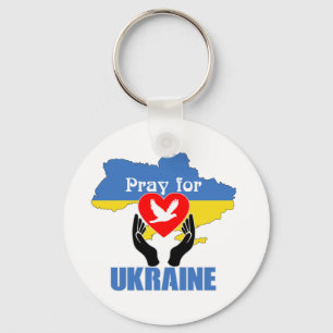 Pray for Ukraine - Peace & Love Key Ring