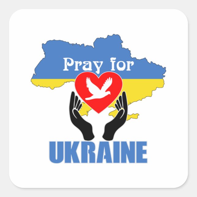 Pray for Ukraine - Peace & Love Square Sticker (Front)