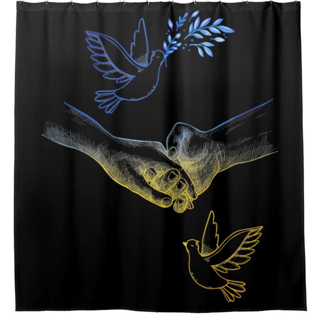 Pray For Ukraine, Realistic Couple Holding Hands 2 Shower Curtain (Front)