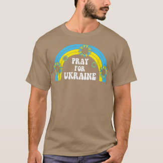 Pray For Ukraine Sunflower Blue Yellow Rainbow Ret T-Shirt