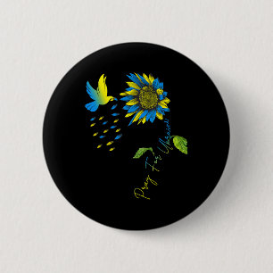 Pray For Ukraine Sunflower Ukrainian Flag Ukraine  6 Cm Round Badge