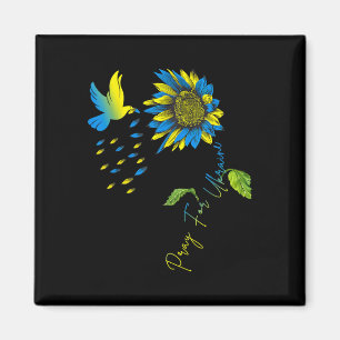 Pray For Ukraine Sunflower Ukrainian Flag Ukraine Magnet