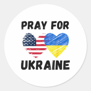 Pray For Ukraine Support Ukrainian American Usa He Classic Round Sticker