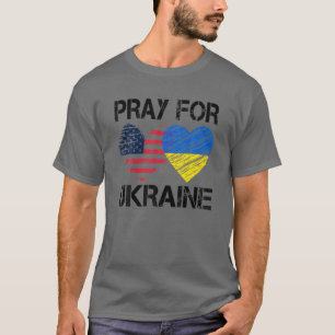 Pray For Ukraine Support Ukrainian American USA He T-Shirt