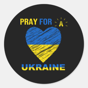 Pray For Ukraine Ukrainian Flag Heart Christian Pr Classic Round Sticker