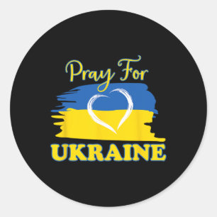 Pray For Ukraine Ukrainian Flag Heart  Classic Round Sticker