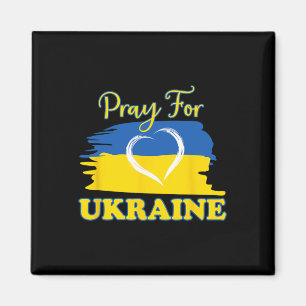 Pray For Ukraine Ukrainian Flag Heart Magnet