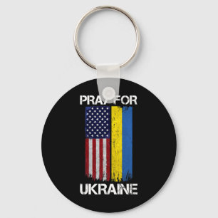 Pray For Ukraine Us Ukraine Flag Vintage Support U Key Ring