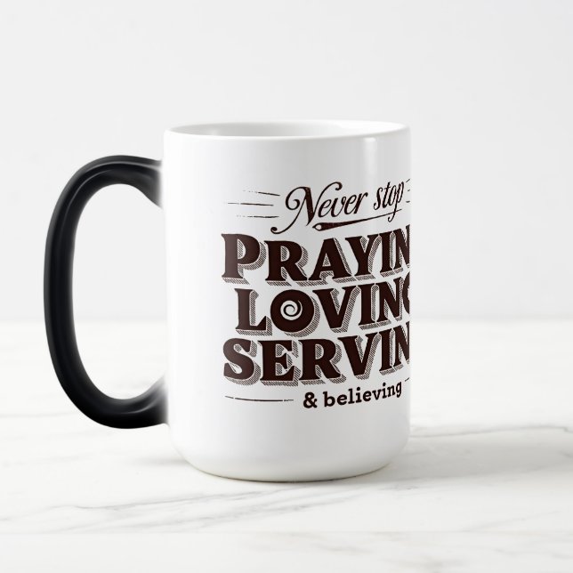 Pray Love Serve Shirt – Uplifting Christian Faith  Magic Mug (Left)