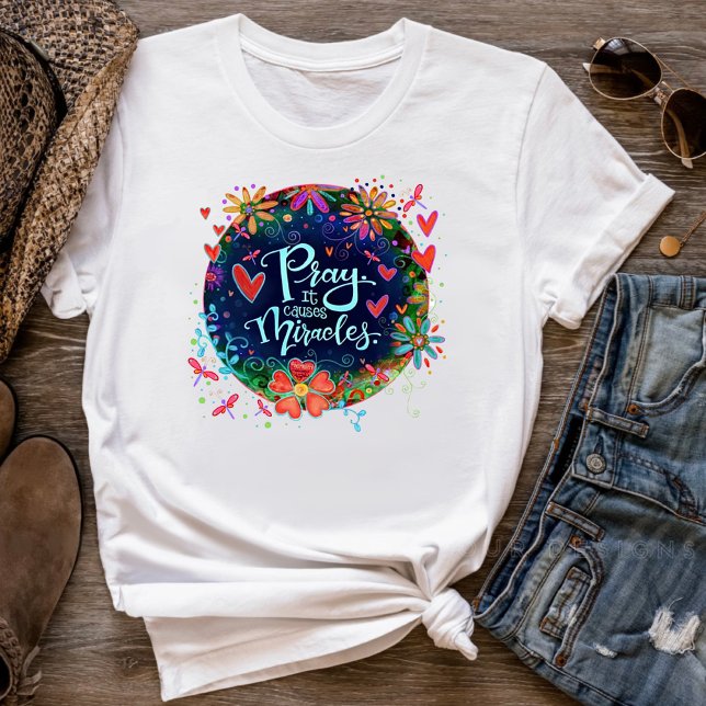 Pray Miracles Pretty Floral Dragonfly Irelyn T-Shirt (Creator Uploaded)