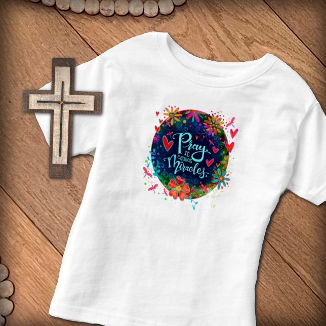 Pray Miracles Pretty Floral Dragonfly Irelyn Toddler T-Shirt (Creator Uploaded)