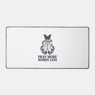 Pray More Worry Less Butterfly Christian Shirt_1 Desk Mat
