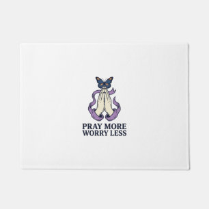 Pray More Worry Less Butterfly Christian Shirt_1 Doormat