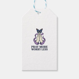 Pray More Worry Less Butterfly Christian Shirt_1 Gift Tags