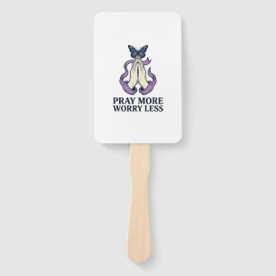 Pray More Worry Less Butterfly Christian Shirt_1 Hand Fan