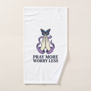 Pray More Worry Less Butterfly Christian Shirt_1 Hand Towel