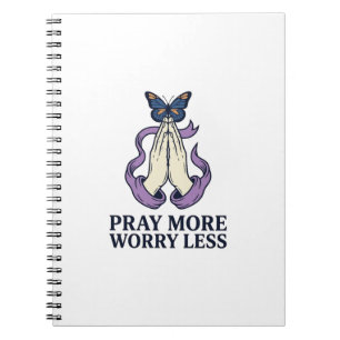 Pray More Worry Less Butterfly Christian Shirt_1 Notebook