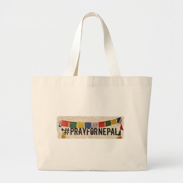 Pray Nepal Flags Large Tote Bag (Front)