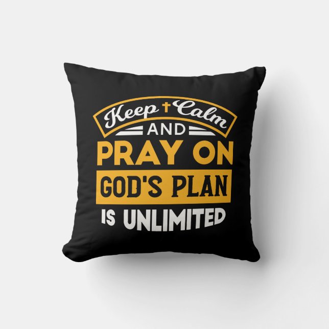Pray On and Trust God's Unlimited Plan Faith-Based Cushion (Front)
