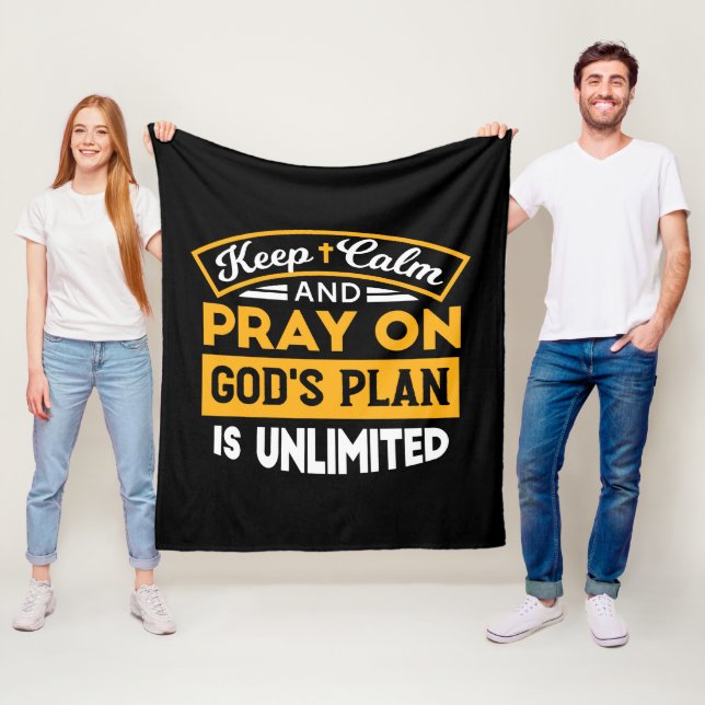 Pray On and Trust God's Unlimited Plan Faith-Based Fleece Blanket (In Situ)