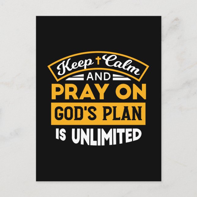 Pray On and Trust God's Unlimited Plan Faith-Based Postcard (Front)