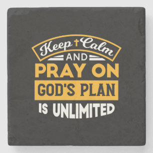 Pray On and Trust God's Unlimited Plan Faith-Based Stone Coaster