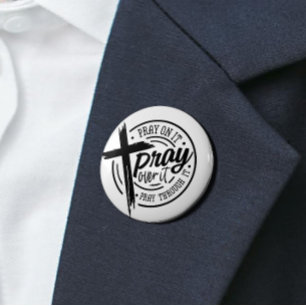 Pray On It Christian Cross Bible Verse 7.5 Cm Round Badge