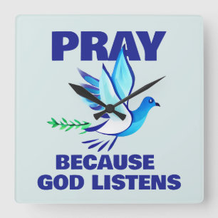 PRAY Poster Square Wall Clock